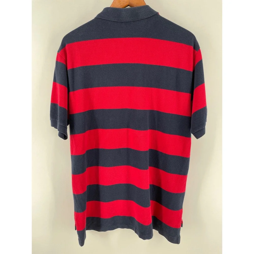 Polo Ralph Lauren Polo Shirt Men‎ XL Red Blue Rugby Stripe Y2K Americana Preppy